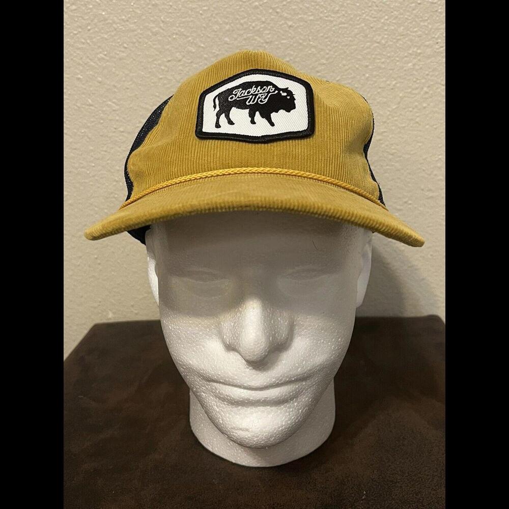 Corduroy Mustard / Yellow Navy Blue Hat Jackson Wyoming SnapBack Rope Cap
